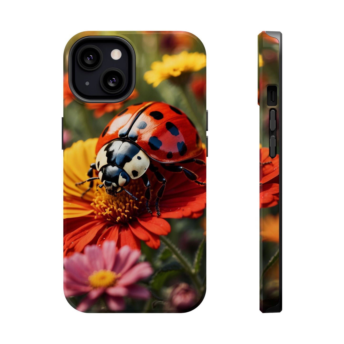 Ladybug on Orange Daisy - MagSafe iPhone Case