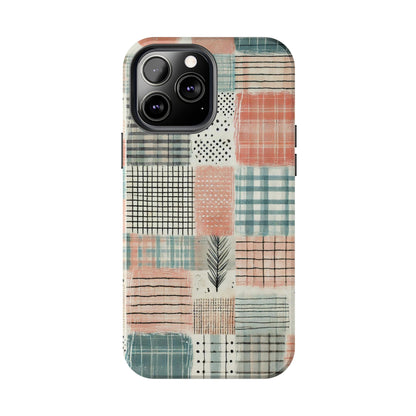 Geometric Patchwork iPhone Case - Modern Minimalist Design, Protective Cover - BOGO Cases