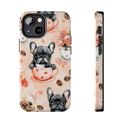 French Bulldogs in Heart iPhone Case – Cute Dog & Floral Design, Shockproof Protection - BOGO Cases