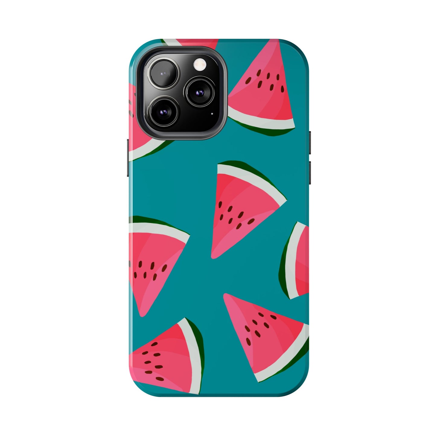 Watermelon Bliss iPhone Case – Vibrant Summer Fruit Design on Teal Background