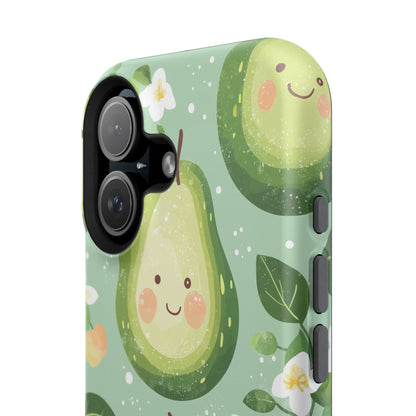 Smiling Avocados Tough MagSafe iPhone Case – Cute Avocado Design, Dual-Layer Protection