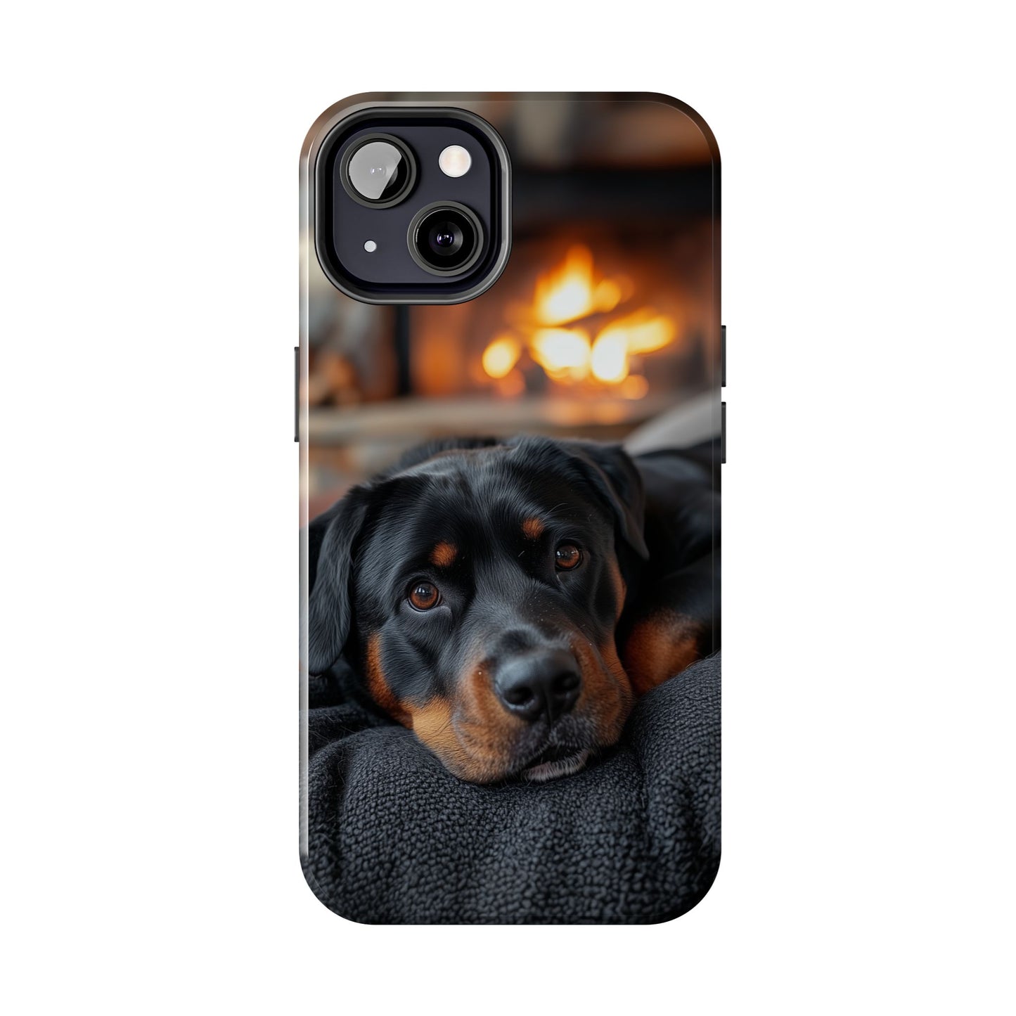 Warm Rottweiler by the Fireplace Samsung Galaxy Case – Rustic Charm for Dog Lovers