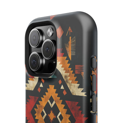 Southwestern Tribal Diamond Tough MagSafe iPhone Case – Bold Geometric Pattern, Dual-Layer Protection