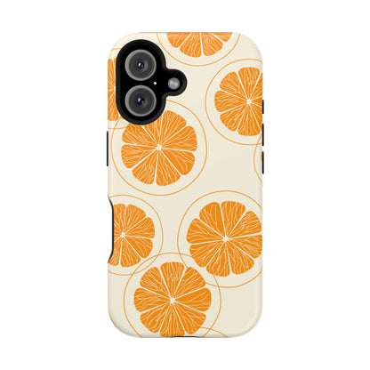 Citrus Burst Pattern Tough MagSafe iPhone Case – Bold Orange Design, Shockproof Protection