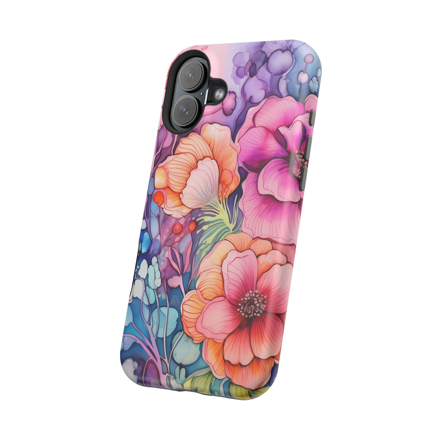 Bright Watercolor Floral Splash MagSafe iPhone Series Case – Bold Artistic Design