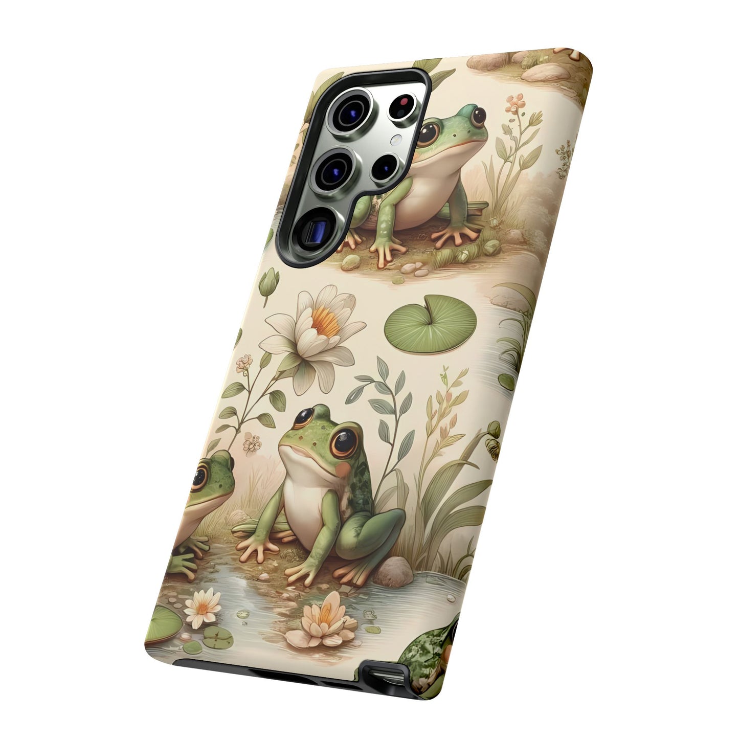 Cute Frogs Phone Case - Pond Pals Frolic - Charming Frog Lily Pad Phone Case for iPhone, Google & Samsung! Great Gift For Any Frog Lover!