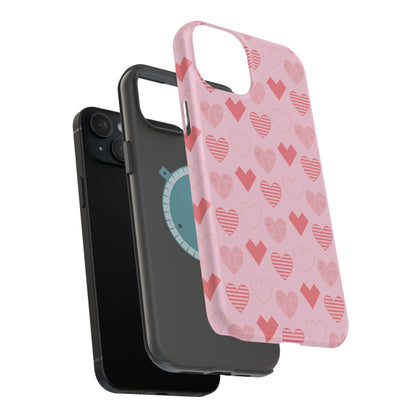 Striped Hearts MagSafe iPhone Case