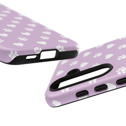 Purple Hearts & Paw Prints - Cute Pet Lover Phone Case