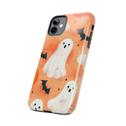 Spooky Cute Ghost iPhone Case – Halloween Ghosts, Pumpkins, Bats & Cobwebs Design