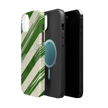 Green Stripes MagSafe iPhone Case – Bold Diagonal Brushstroke Design