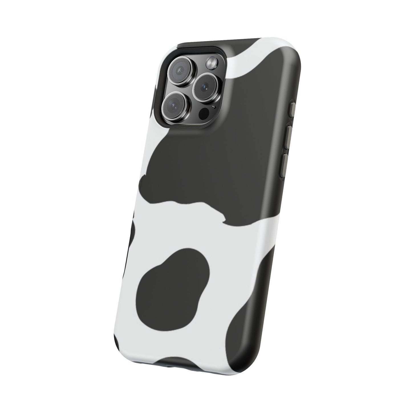 Bold Black and White Cow Print Tough MagSafe iPhone Case – Modern Animal Pattern with Dual-Layer Protection