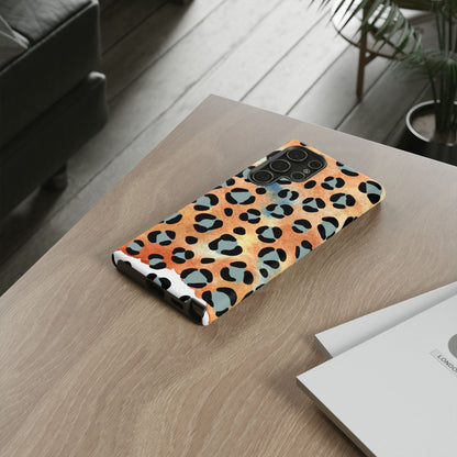 Sunset Watercolor Leopard Print Tough Samsung Galaxy Case – Artistic Animal Pattern with Dual-Layer Protection