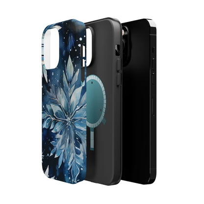 Winter’s Embrace – Blue Snowflake MagSafe iPhone Case