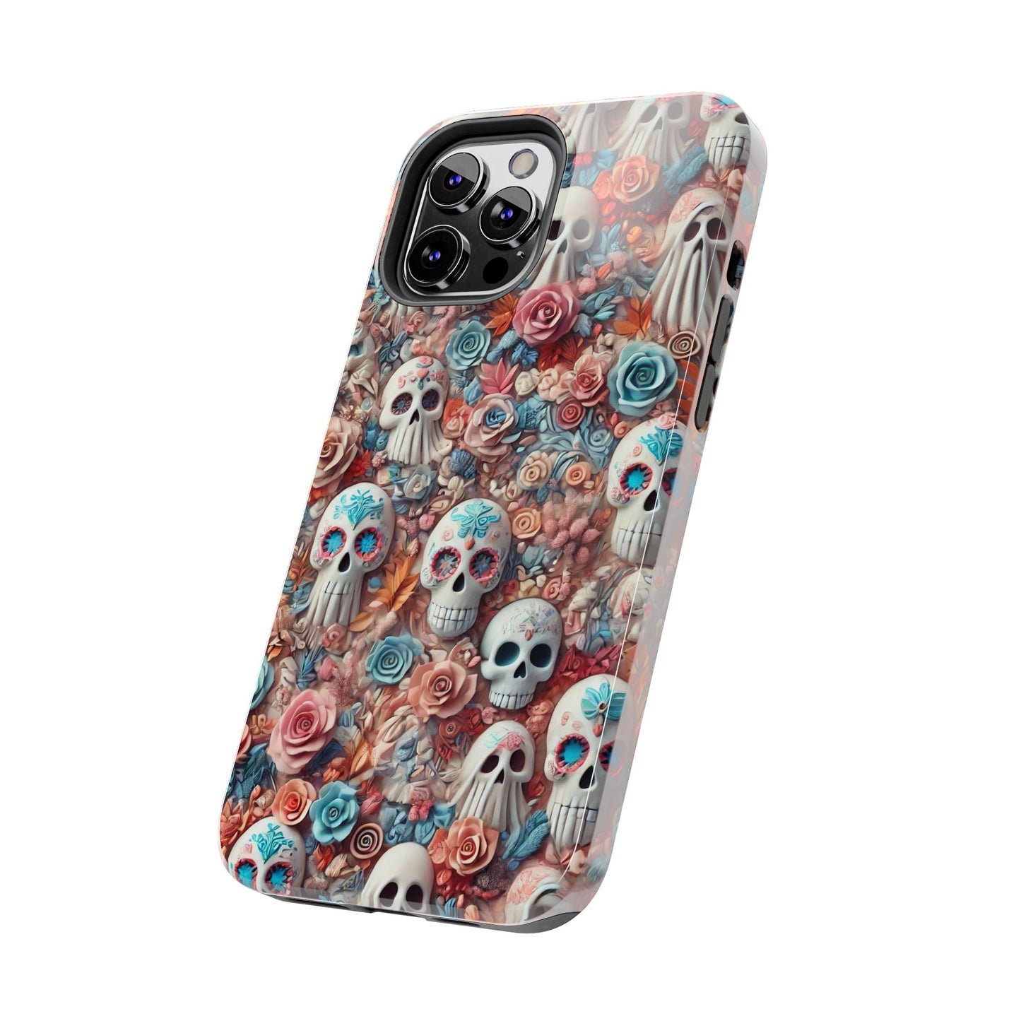 Day of the Dead Floral Skull iPhone Case - Colorful Protective Cover - Halloween Spooky Autumn Case