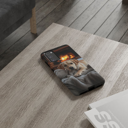 Cozy Golden Retriever by the Fireplace - Samsung Galaxy Case