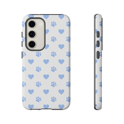 Samsung Galaxy Case - Blue Paw Print & Heart Design