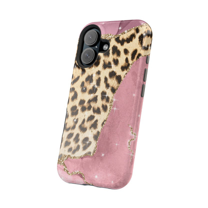 Pink Glam Leopard - MagSafe iPhone Series Case with Glitter Accents