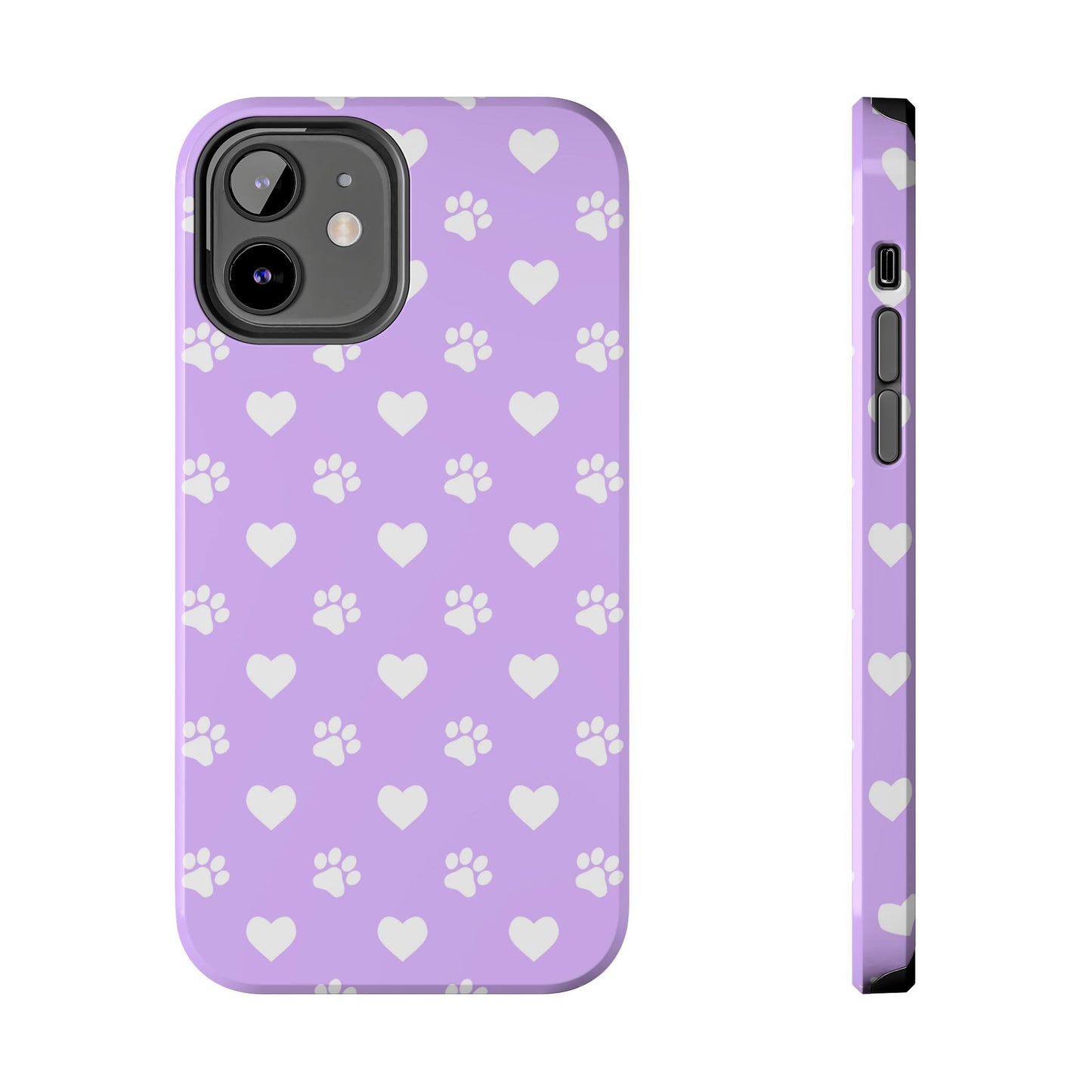 Lilac Paw Prints & Hearts – iPhone Case