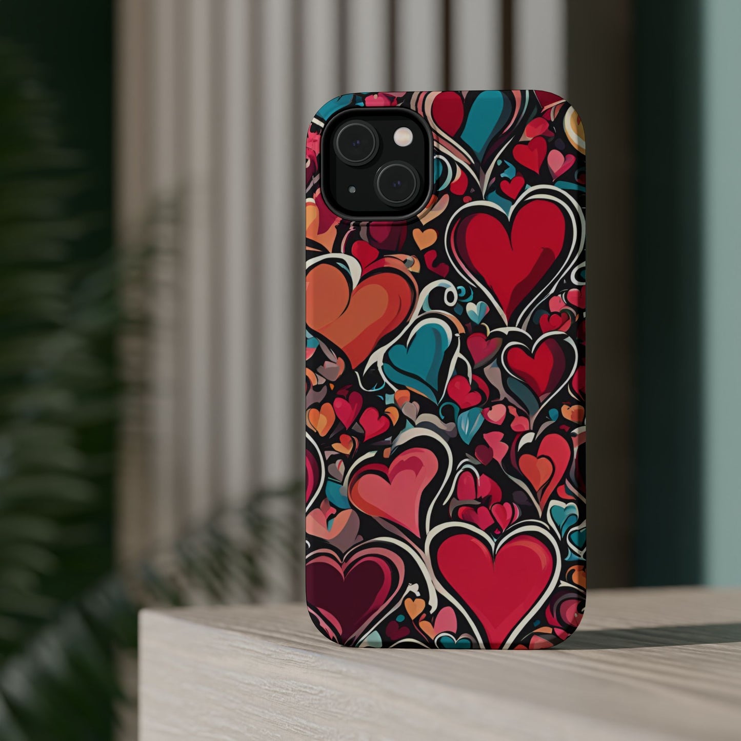 Vibrant Multicolor Heart Art – MagSafe-Compatible iPhone Case