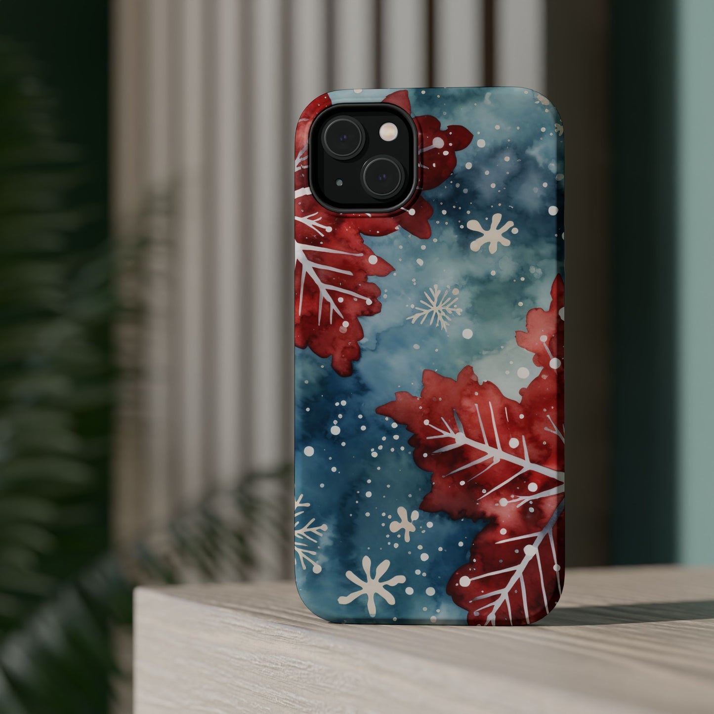 Crimson Snowflake Charm – MagSafe iPhone Case