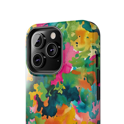 Vibrant Watercolor Splash iPhone Case – Bold Multicolor Artistic Design