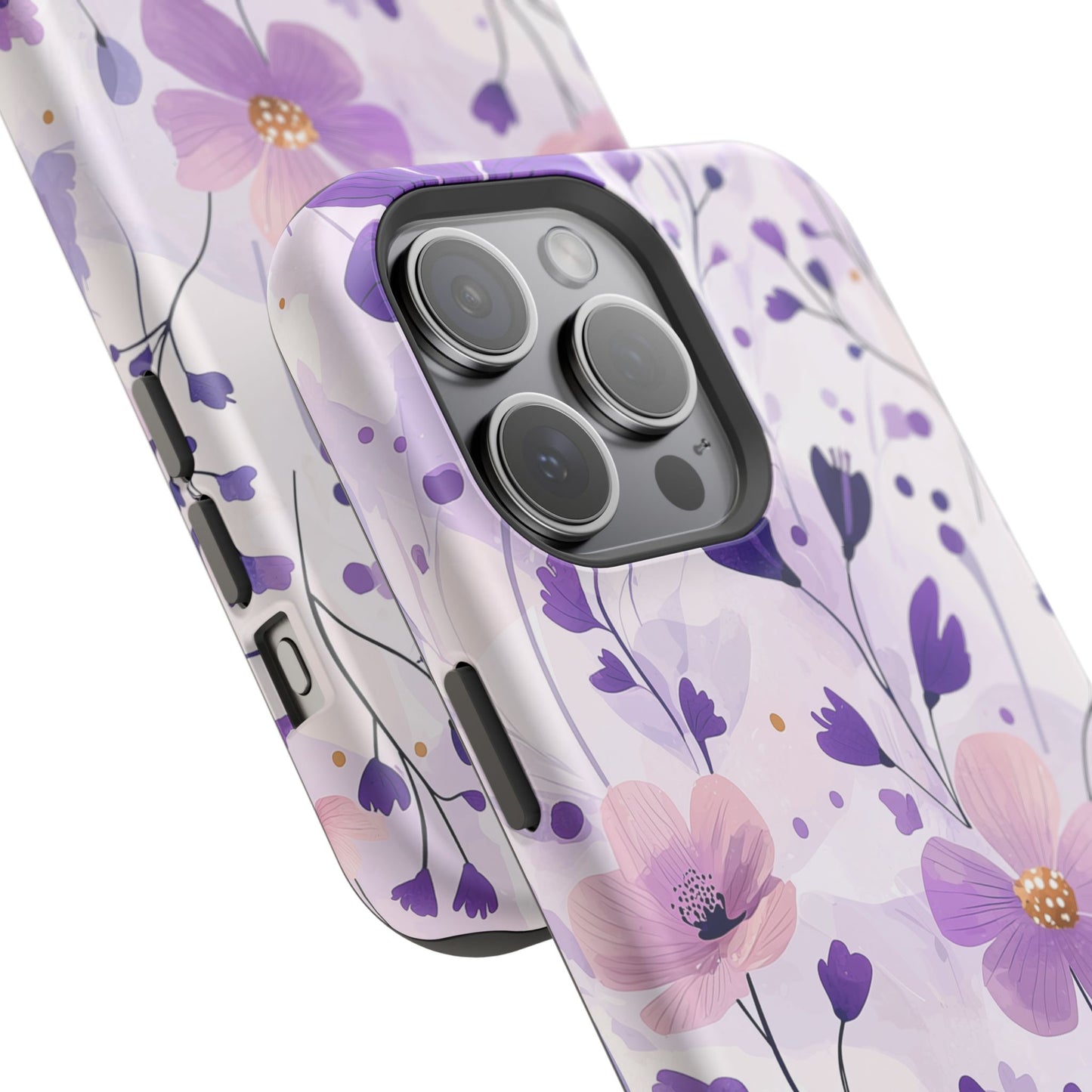 Purple Floral Bliss MagSafe iPhone Case – Delicate Blossom Design