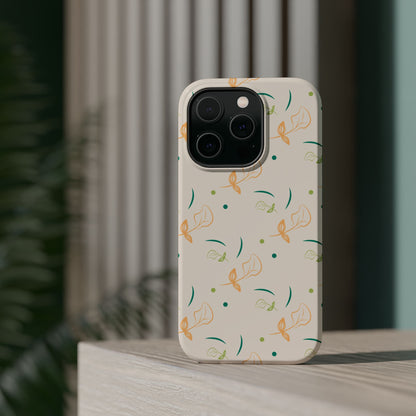 Soft Pastel Abstract Floral Tough MagSafe iPhone Case – Playful Minimalist Design with Dual-Layer Protection