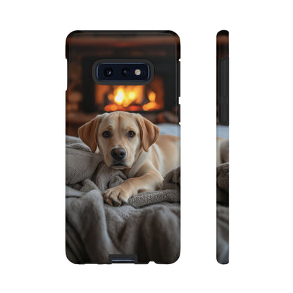 Cozy Golden Retriever by the Fireplace - Samsung Galaxy Case