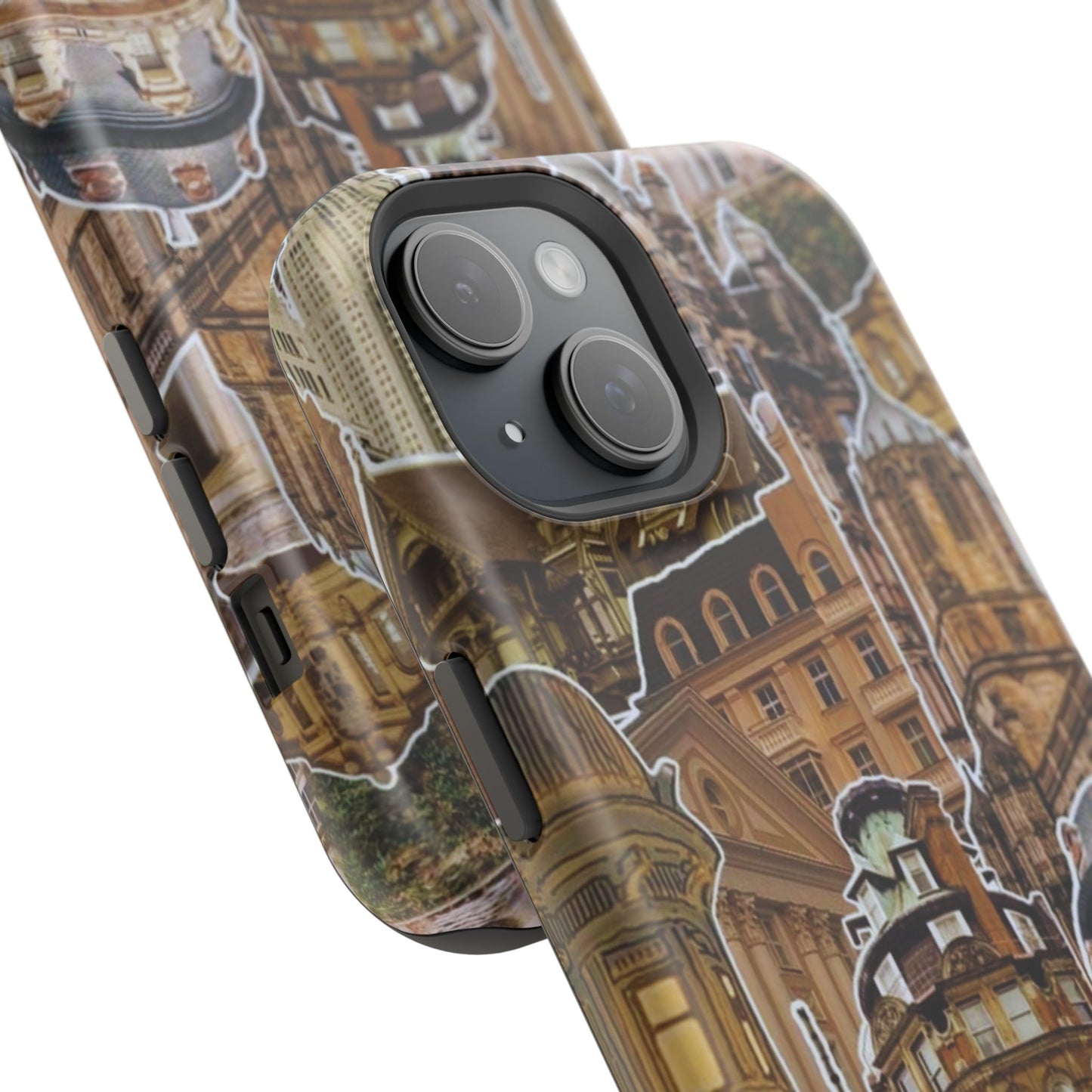 Vintage Architectural Collage MagSafe iPhone Case – Tough Dual-Layer Protection with Matte Finish