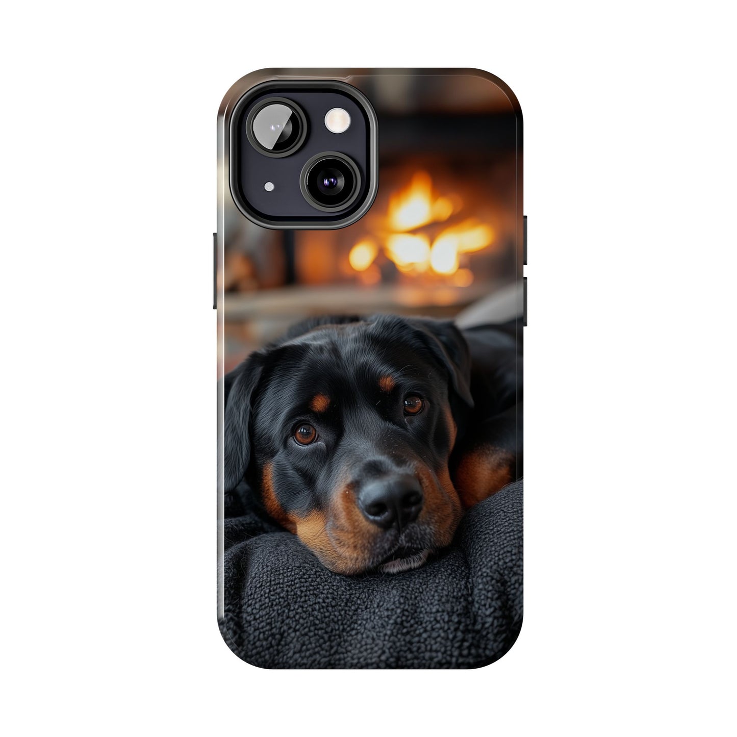 Warm Rottweiler by the Fireplace Samsung Galaxy Case – Rustic Charm for Dog Lovers