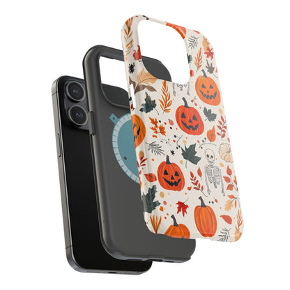 Halloween Pumpkin & Skeleton MagSafe iPhone Case – Spooky Autumn Design