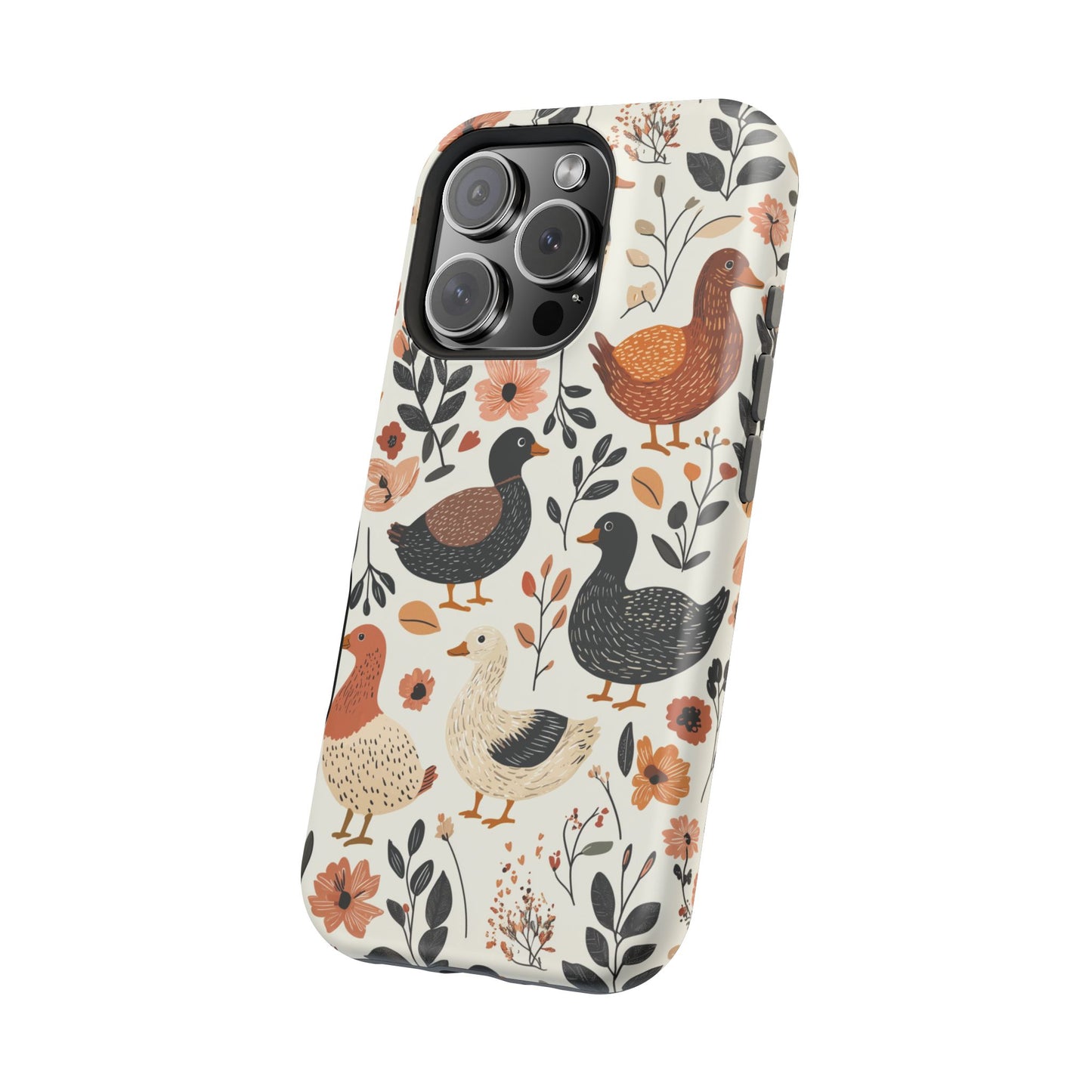 MagSafe iPhone Case: Vintage Duck – Floral & Leaf Design