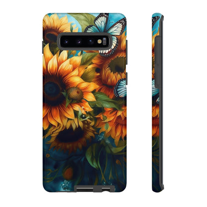 Aqua Blue Butterfly & Sunflower Art – Samsung Galaxy Case