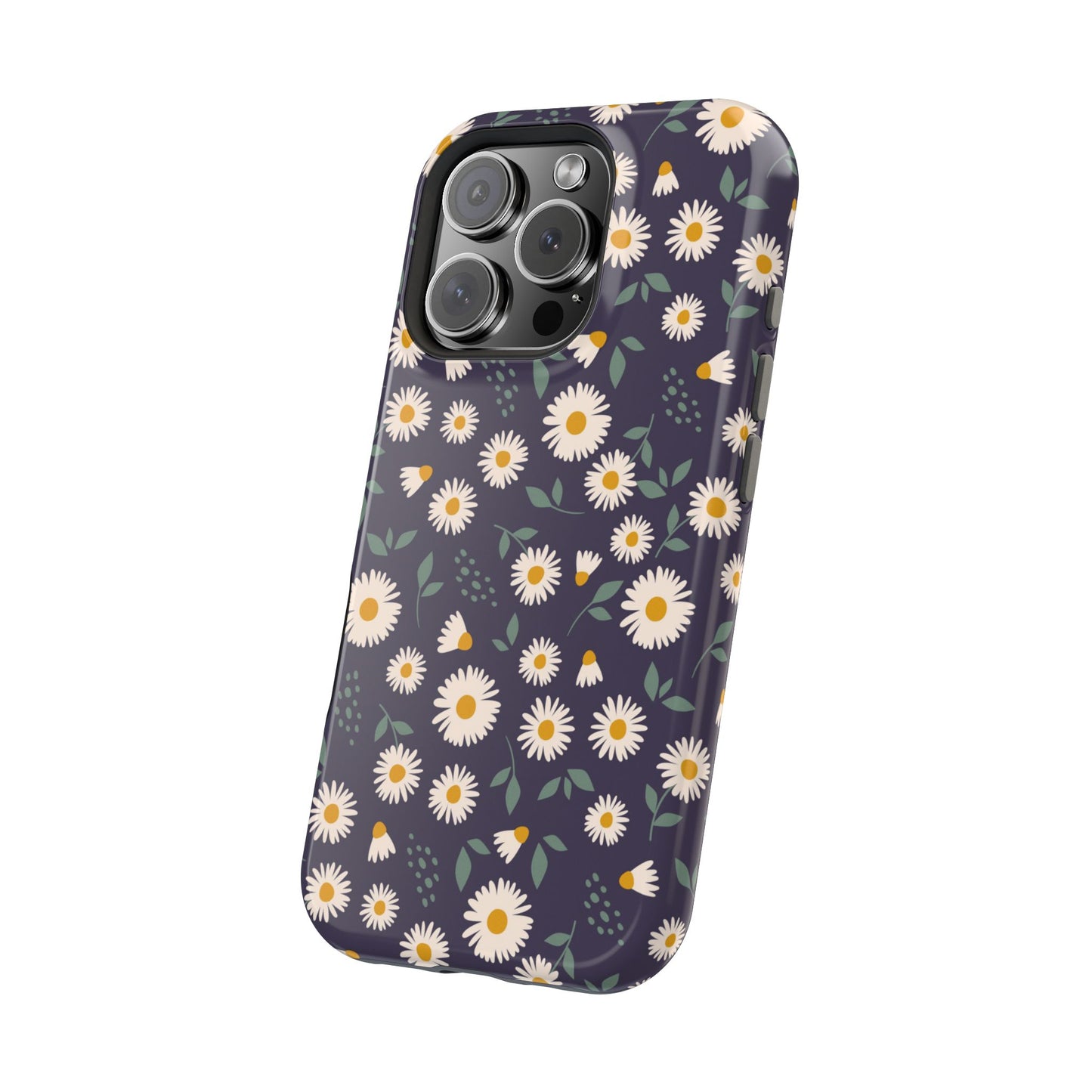 Midnight Daisy MagSafe iPhone Case – Dark Navy Floral Design, Slim and Protective