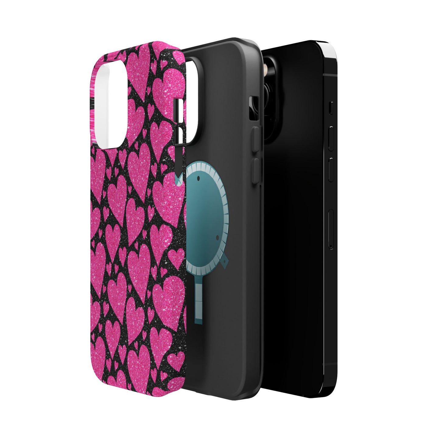 Glitter Hearts MagSafe iPhone Case