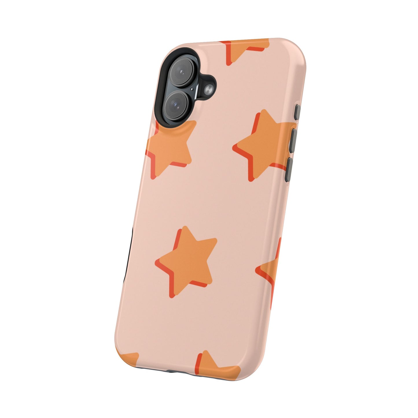 Retro Orange Stars MagSafe iPhone Case – Shock-Resistant, Smooth Matte Finish, Dual-Layer Design