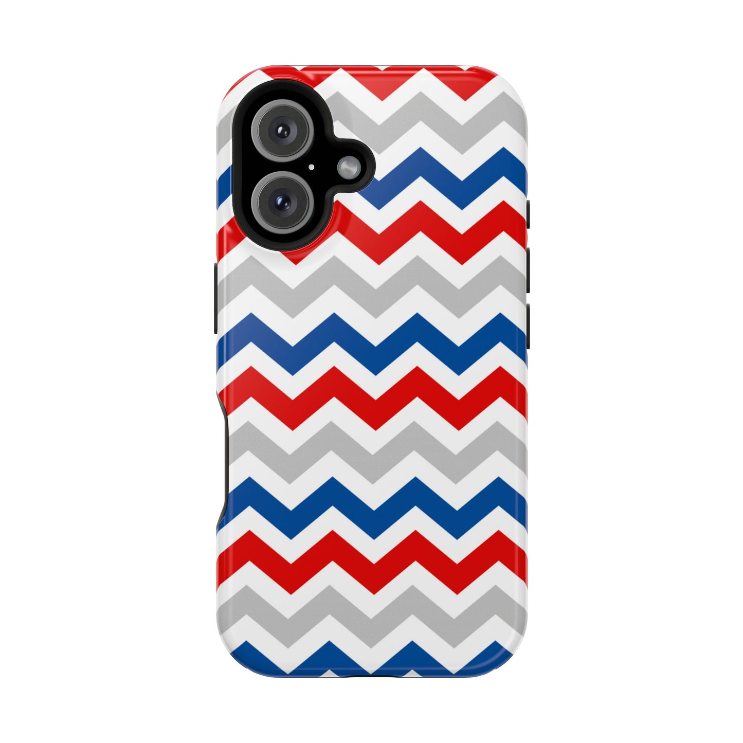 Patriotic Red, White & Blue Chevron – MagSafe Compatible iPhone Case