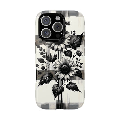 Black/White Sunflower Plaid Phone Case