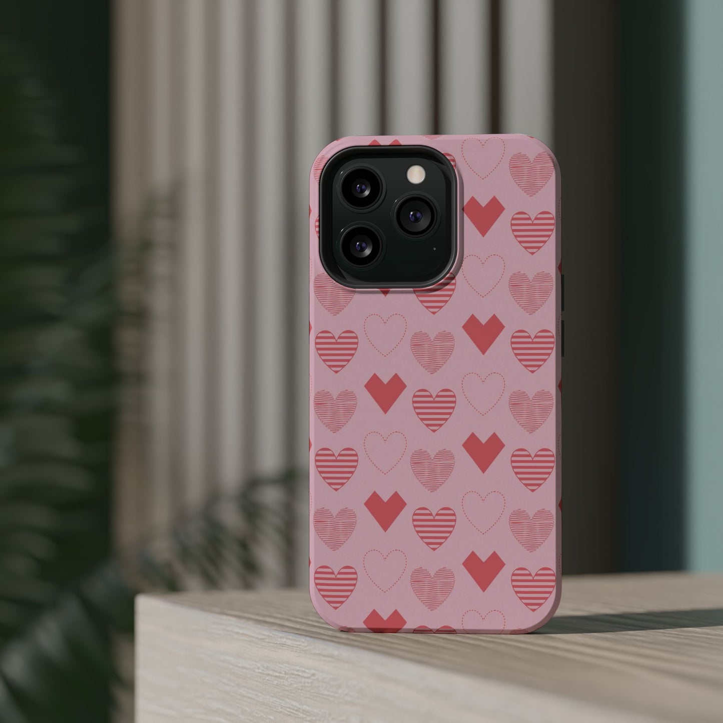 Striped Hearts MagSafe iPhone Case