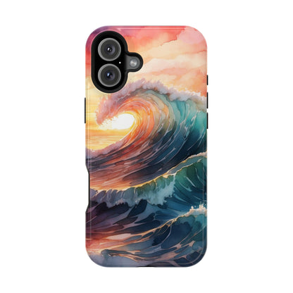 Ocean Sunrise Wave MagSafe iPhone Case – Vibrant Watercolor Wave Design