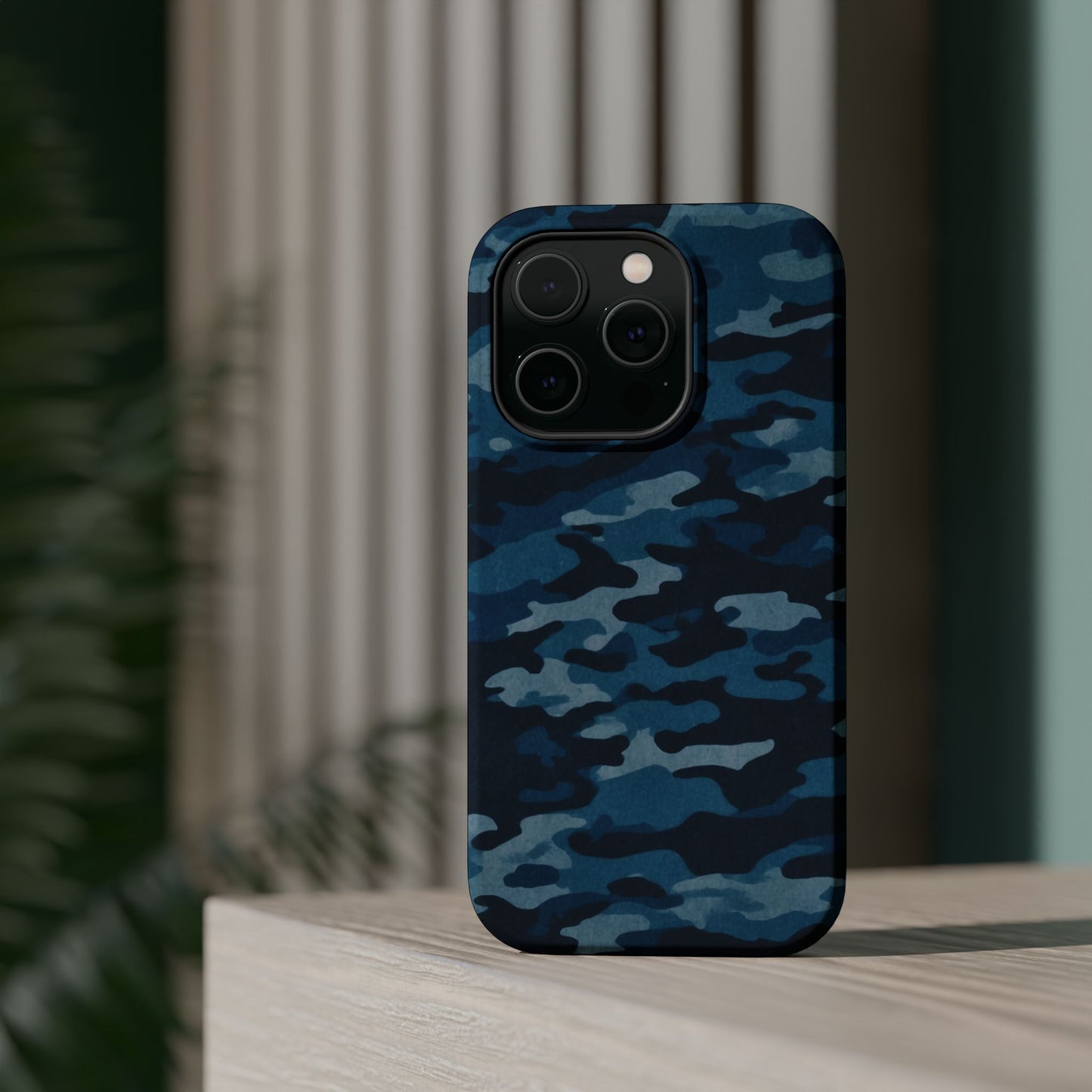 Dark Blue Camouflage – MagSafe iPhone Case with Modern Rugged Style