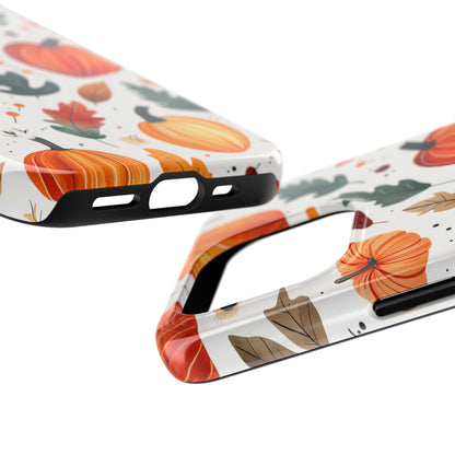 Autumn Harvest iPhone Case - Pumpkin and Fall Leaf Design