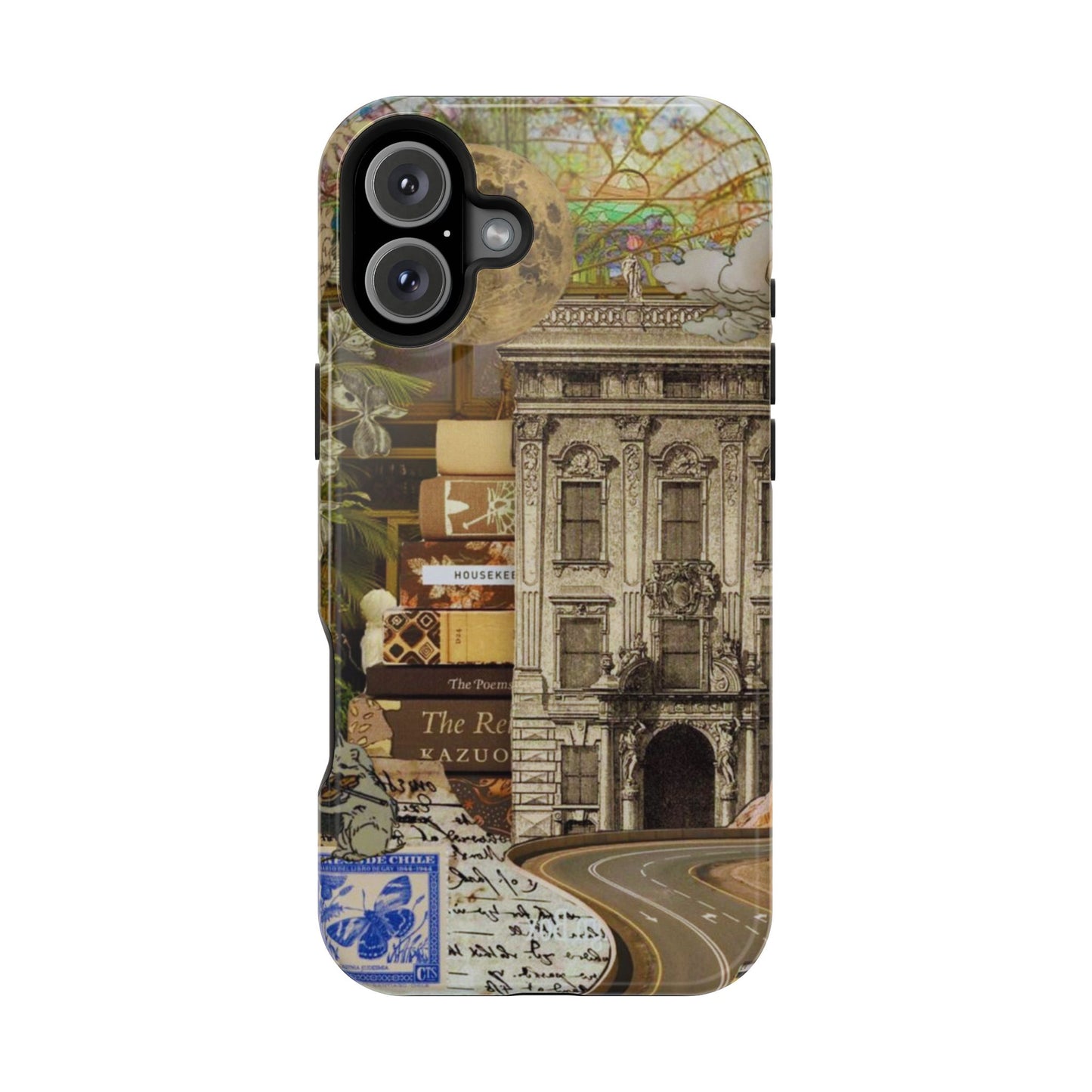 Whimsical Road Trip Collage MagSafe iPhone Case – Dual-Layer Protection with Vintage Art and Adventure Design