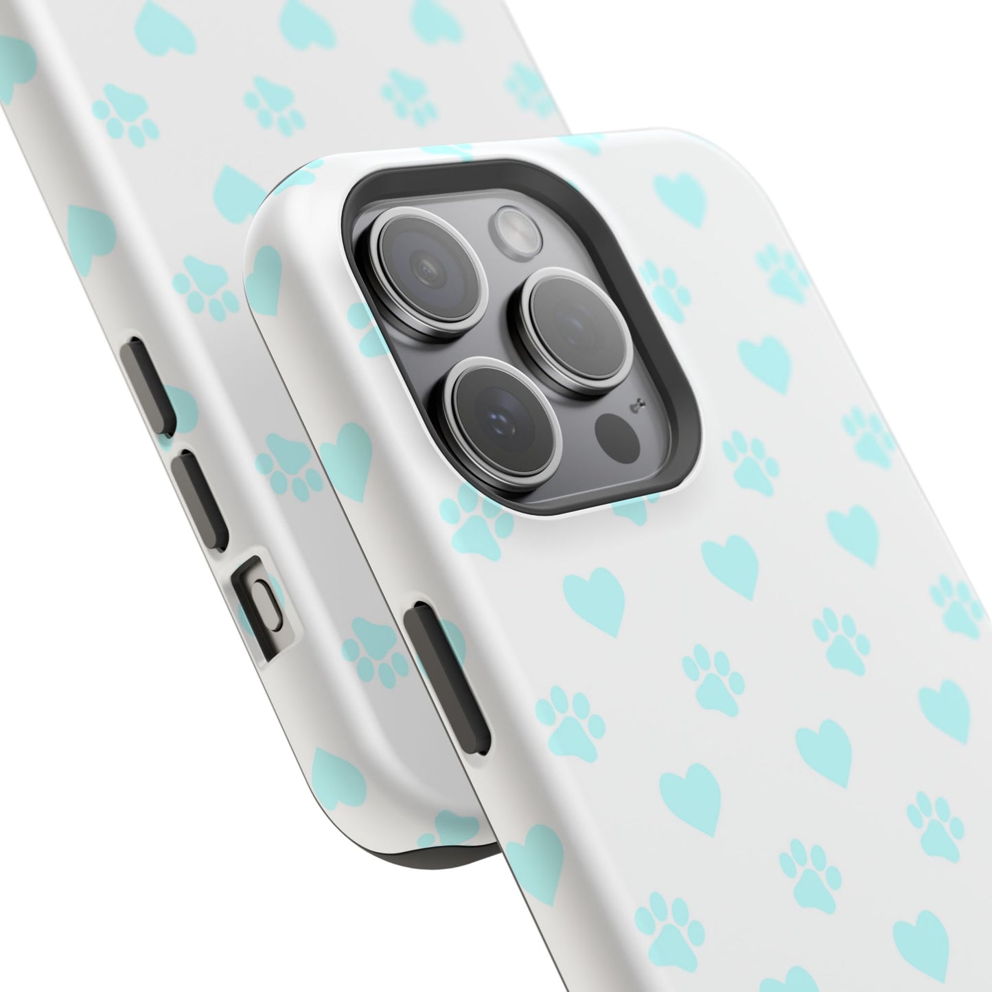 MagSafe Case - Aqua Paw Print & Heart Design