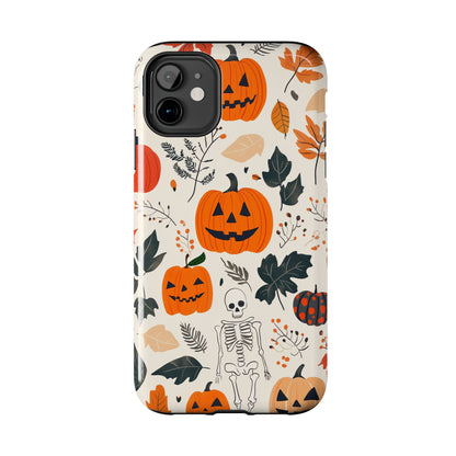 Spooky Pumpkin & Skeleton iPhone Case – Halloween Jack - O' - Lantern Design - BOGO Cases