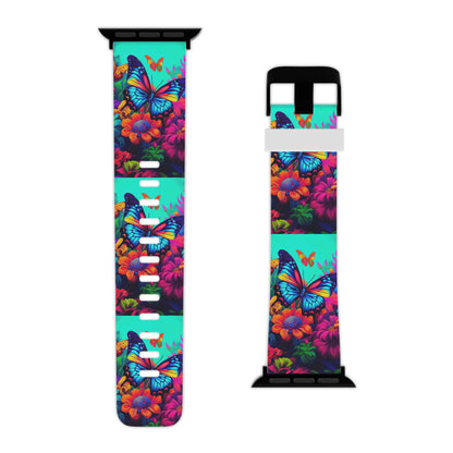 Vivid Butterfly & Floral Burst Apple Watch Band