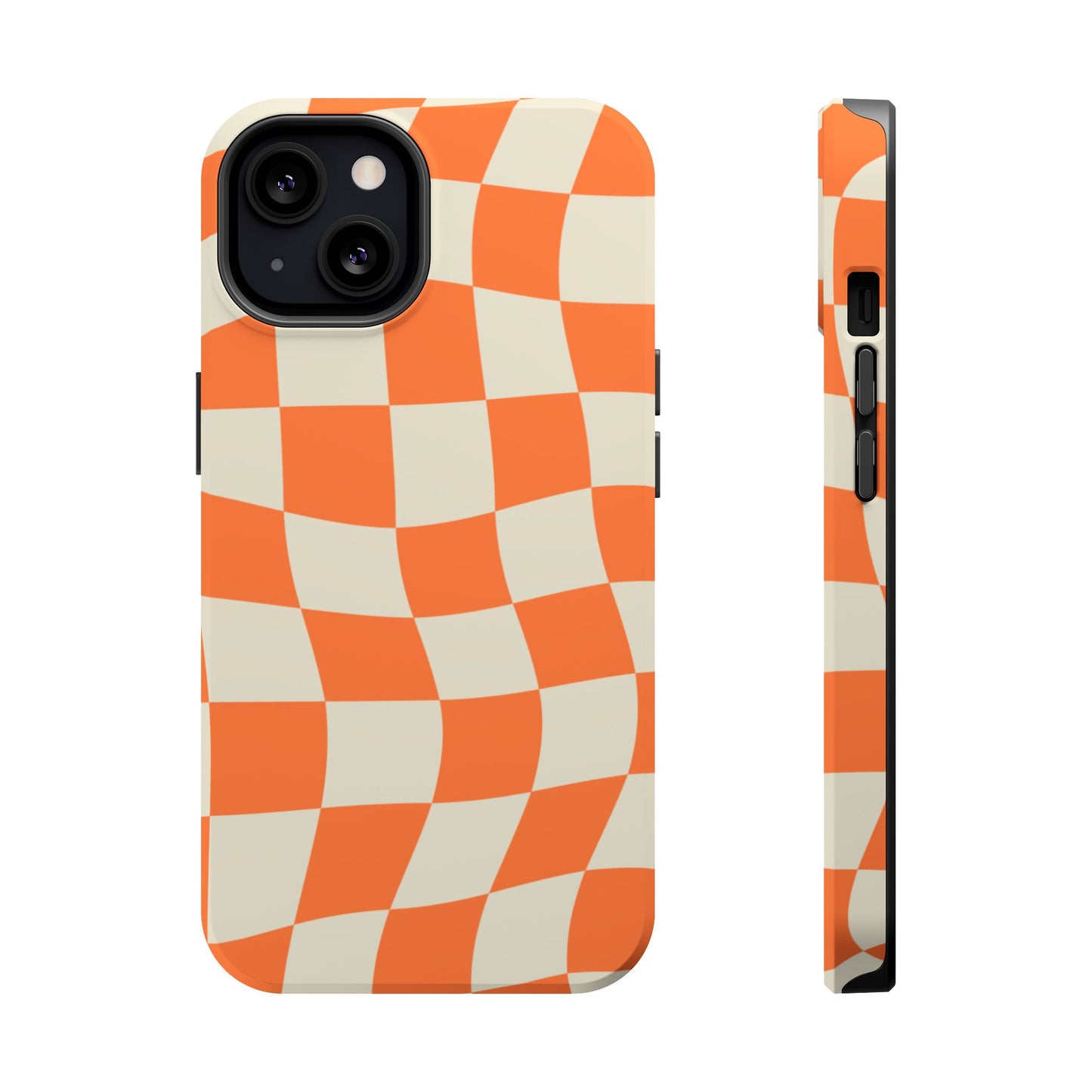 Wavy Retro Checkerboard MagSafe iPhone Case – Shockproof, Matte Finish, Dual-Layer Protection