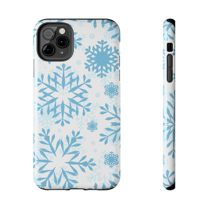 Frosty Blue Snowflakes iPhone Case – Shockproof, Smooth Matte Finish, Dual-Layer Design