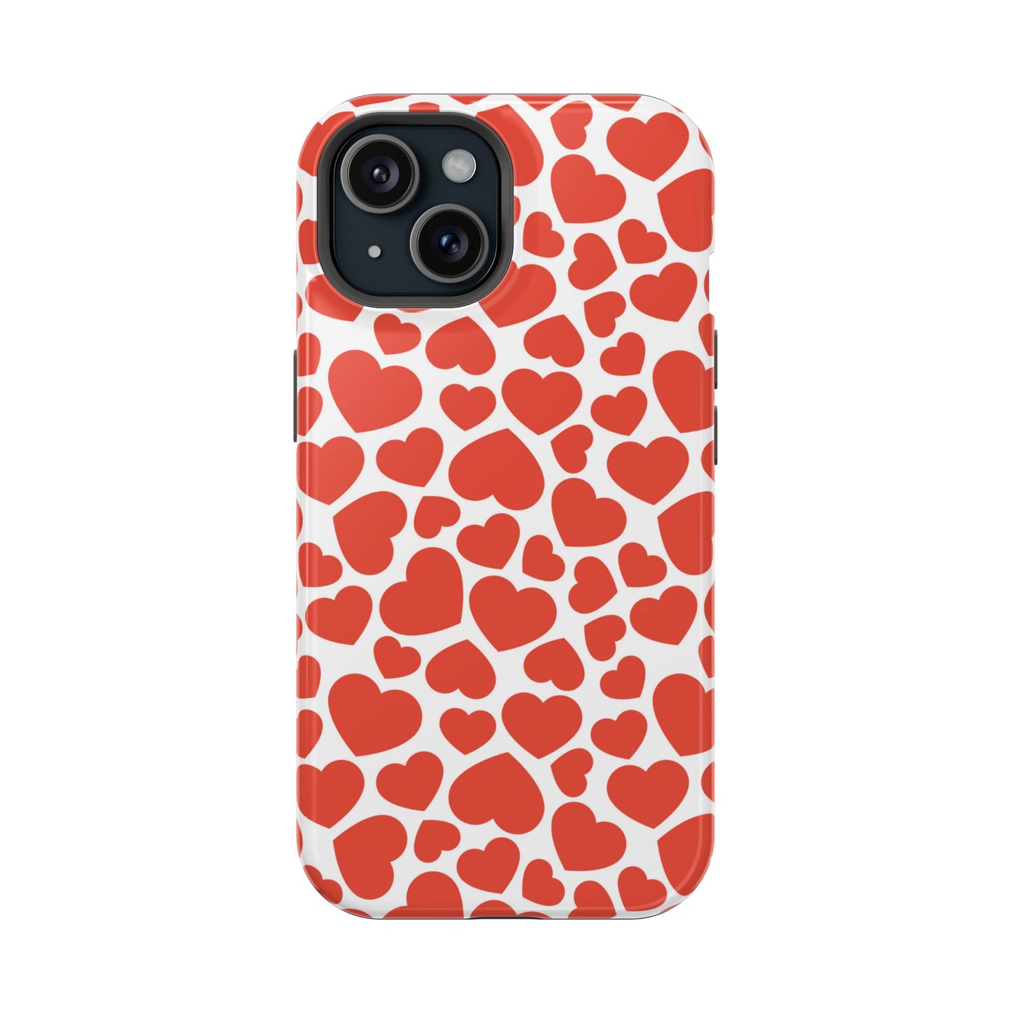 Playful White Hearts on Red MagSafe Case