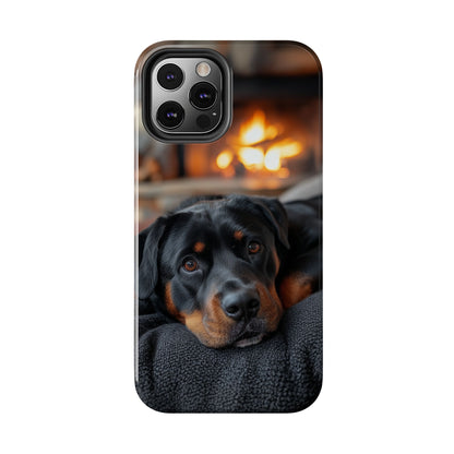 Warm Rottweiler by the Fireplace Samsung Galaxy Case – Rustic Charm for Dog Lovers